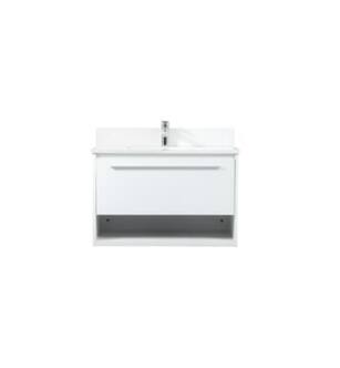 ARKA-E VF43530MWH-BS Bathroom Vanity in White/Silver