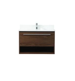 ARKA-E VF43530MWT-BS Bathroom Vanity in Walnut/Silver