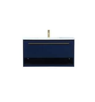 ARKA-E VF43536MBL Bathroom Vanity in Blue/Gold