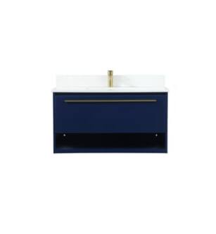 ARKA-E VF43536MBL-BS Bathroom Vanity in Blue/Gold