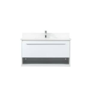 ARKA-E VF43536MWH-BS Bathroom Vanity in White/Silver