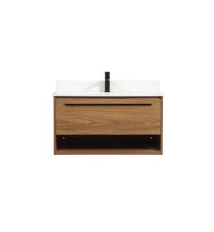 ARKA-E VF43536WB-BS Bathroom Vanity in Walnut Brown/Black
