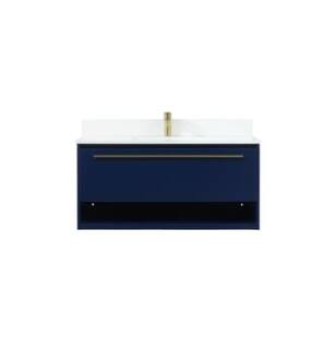 ARKA-E VF43540MBL-BS Bathroom Vanity in Blue/Gold