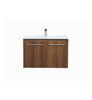 ARKA-E VF44030WB Bathroom Vanity in Walnut Brown/Brushed Nickel