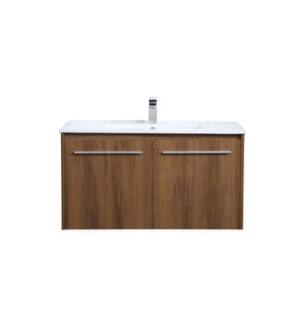 ARKA-E VF44036WB Bathroom Vanity in Walnut Brown/Brushed Nickel