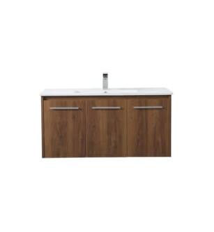 ARKA-E VF44040WB Bathroom Vanity in Walnut Brown/Brushed Nickel