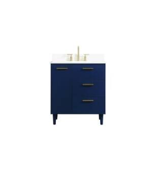 ARKA-E VF47030MBL-BS Bathroom Vanity in Blue/Gold
