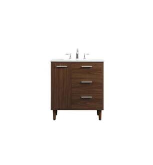 ARKA-E VF47030MWT Bathroom Vanity in Walnut/Silver