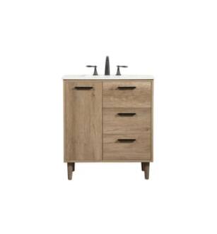ARKA-E VF47030NT Bathroom Vanity in Natural Oak/Black