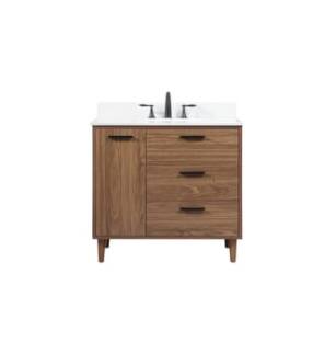 ARKA-E VF47036WB-BS Bathroom Vanity in Walnut Brown/Black