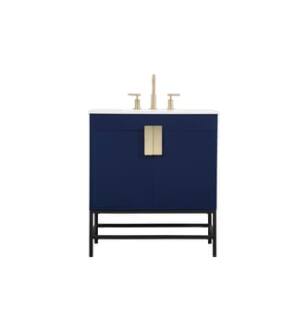 ARKA-E VF48830MBL Bathroom Vanity in Blue/Gold