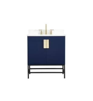 ARKA-E VF48830MBL-BS Bathroom Vanity in Blue/Gold