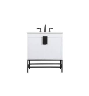 ARKA-E VF48830MWH Bathroom Vanity in White/Black