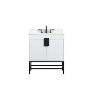 ARKA-E VF48830MWH-BS Bathroom Vanity in White/Black