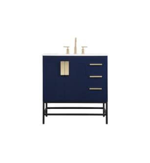 ARKA-E VF48832MBL Bathroom Vanity in Blue/Gold