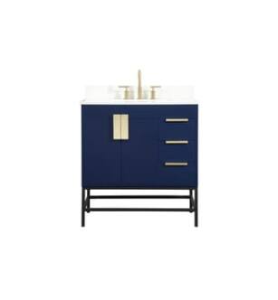 ARKA-E VF48832MBL-BS Bathroom Vanity in Blue/Gold