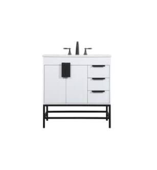 ARKA-E VF48832MWH Bathroom Vanity in White/Black