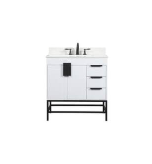 ARKA-E VF48832MWH-BS Bathroom Vanity in White/Black