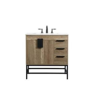 ARKA-E VF48832NT Bathroom Vanity in Natural Oak/Black