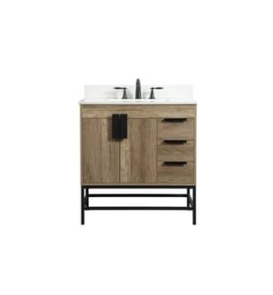 ARKA-E VF48832NT-BS Bathroom Vanity in Natural Oak/Black