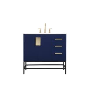 ARKA-E VF48836MBL Bathroom Vanity in Blue/Gold