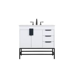 ARKA-E VF48836MWH Bathroom Vanity in White/Black