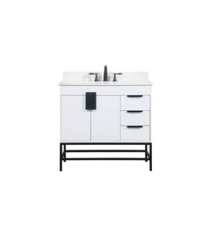 ARKA-E VF48836MWH-BS Bathroom Vanity in White/Black
