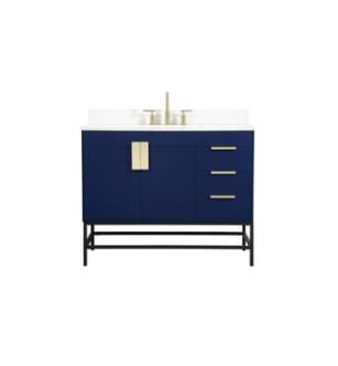 ARKA-E VF48842MBL-BS Bathroom Vanity in Blue/Gold