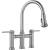 Blanco 442505 Empressa 9" Double Handle Bridge/Deck Mounted Kitchen Faucet with Pull-Down Dual Spray in PVD Steel