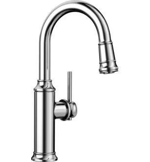Blanco 442512 Empressa 6 7/8" Single Handle Deck Mounted Bar Kitchen Faucet with Pull-Down Dual Spray in Chrome