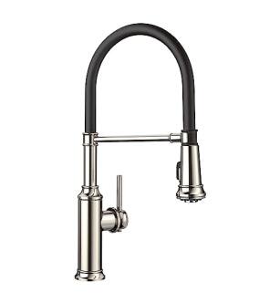 Blanco 442510 Empressa 8 3/4" Single Handle Deck Mounted Semi-Professional Kitchen Faucet with Pull-Down Dual Spray in Polished Nickel