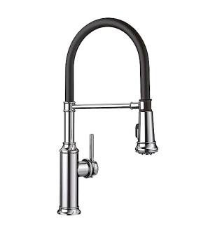 Blanco 442508 Empressa 8 3/4" Single Handle Deck Mounted Semi-Professional Kitchen Faucet with Pull-Down Dual Spray in Chrome