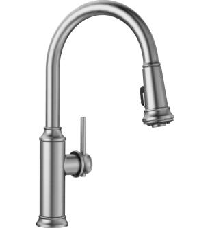 Blanco 442500 Empressa 9" Single Handle Deck Mounted Kitchen Faucet with Pull-Down Dual Spray in PVD Steel