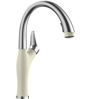 Blanco 403773 Artona 2.2 GPM Kitchen Faucet with Pulldown Dual Spray in Biscuit/Stainless Steel