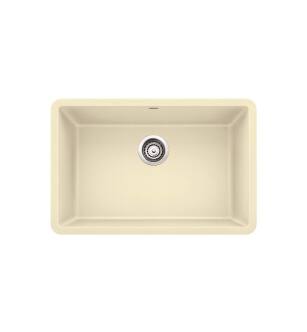Blanco 522430 Precis 26 7/8" Single Bowl Undermount Silgranit Kitchen Sink in Biscuit