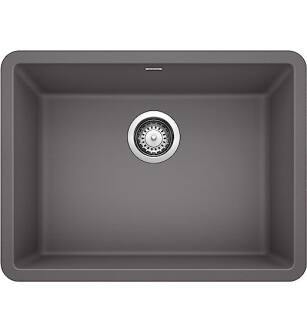 Blanco 522412 Precis 23 1/2" Single Bowl Undermount Silgranit Kitchen Sink in Cinder