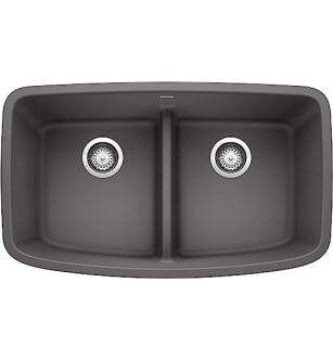 Blanco 442196 Valea 32" Equal Double Bowl Undermount Silgranit Kitchen Sink in Cinder