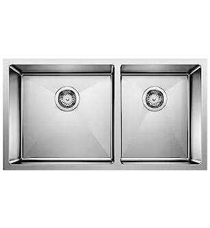 Blanco 519550 Quatrus 33" Double Bowl Undermount Stainless Steel Kitchen Sink in Satin