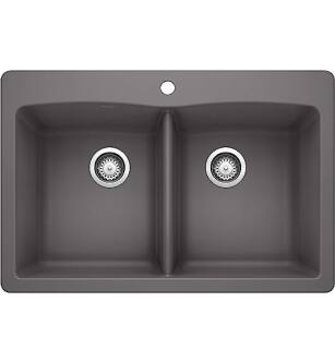 Blanco 441466 Diamond 33" Double Bowl Undermount Silgranit Kitchen Sink in Cinder
