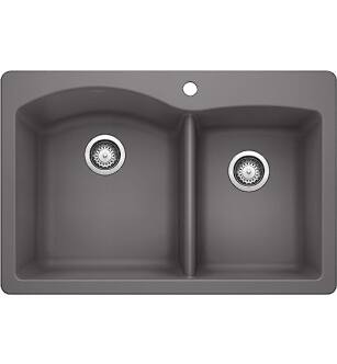 Blanco 441465 Diamond 33" Double Bowl Undermount Silgranit Kitchen Sink in Cinder