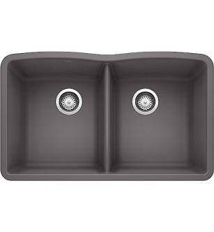 Blanco 441470 Diamond 32" Double Bowl Undermount Silgranit Kitchen Sink in Cinder