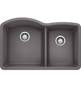 Blanco 441469 Diamond 32" Double Bowl Undermount Silgranit Kitchen Sink in Cinder