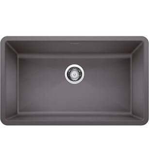 Blanco 441478 Precis 32" Sigranit Single Bowl Undermount Silgranit Kitchen Sink in Cinder