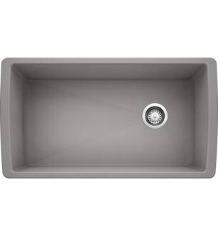 Blanco 441770 Diamond 33 1/2" Single Bowl Undermount Silgranit Kitchen Sink in Metallic Gray