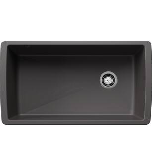 Blanco 441764 Diamond 33 1/2" Single Bowl Undermount Silgranit Kitchen Sink in Cinder
