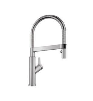 Blanco 401991 Solenta 8 1/8" Single Handle Deck Mounted Semi-Professional Kitchen Faucet with Pull-Down Dual Spray in Stainless Steel