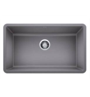 Blanco 442536 Precis 30" Single Bowl Undermount Silgranit Kitchen Sink in Metallic Grey