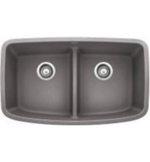 Blanco 442202 Valea 32" Equal Double Bowl Undermount Silgranit Kitchen Sink in Metallic Gray