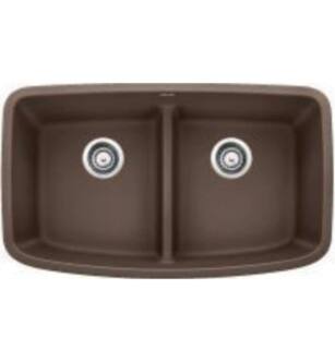 Blanco 442203 Valea 32" Equal Double Bowl Undermount Silgranit Kitchen Sink in Cafe Brown