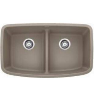 Blanco 442197 Valea 32" Equal Double Bowl Undermount Silgranit Kitchen Sink in Truffle